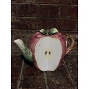 Takahashi Apple Teapot Hand Painted Collectible